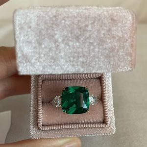 Crazy Rich Asians Engagement Ring Emerald Cushion Cut in Rose Gold